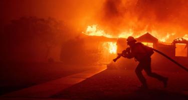 A firefighter battling the LA wildfires