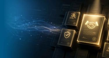 Illuminated contracts on a dark background