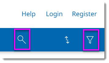Screenshot of search and filter icons