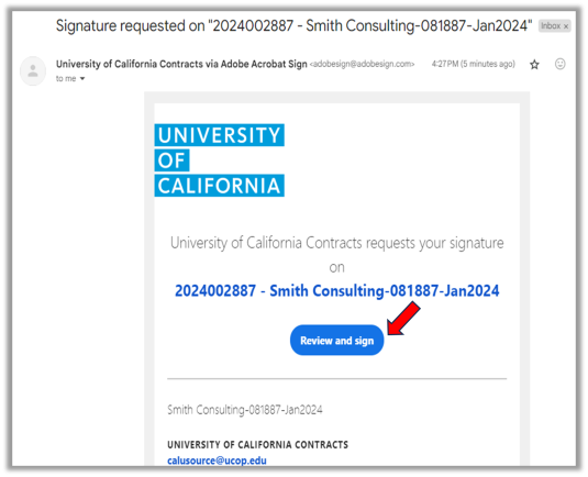 Screenshot of AdobeSign Email