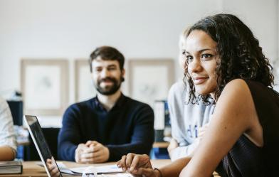 Students working together in class