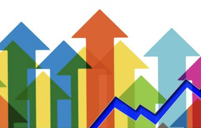 Colorful arrows pointing up with growth graph line
