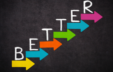 A set of arrows each with a letter on top of them to spell "Better."