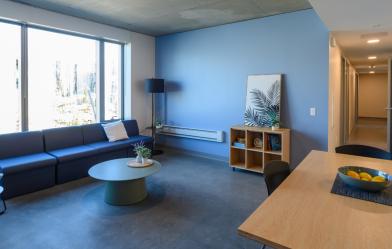 Photo of a dormitory lounge