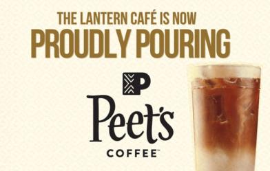 Decorative text - The Lantern Cafe is now proudly pouring Peets