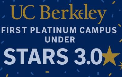 Banner saying "UC Berkeley First Platinum Campus under STARS 3.0"