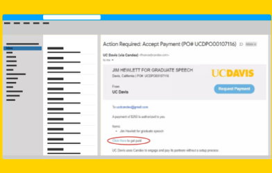Screenshot of an email from Candex to a supplier