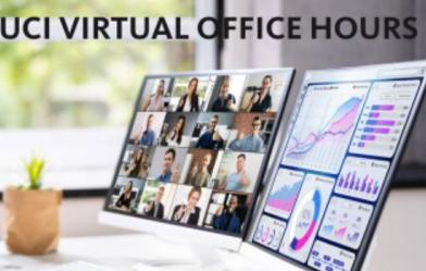 Two monitors showing a Zoom call with 20+ particpants on one screen and a procurement dashboard on the other screen