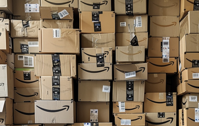 Stacks of Amazon boxes
