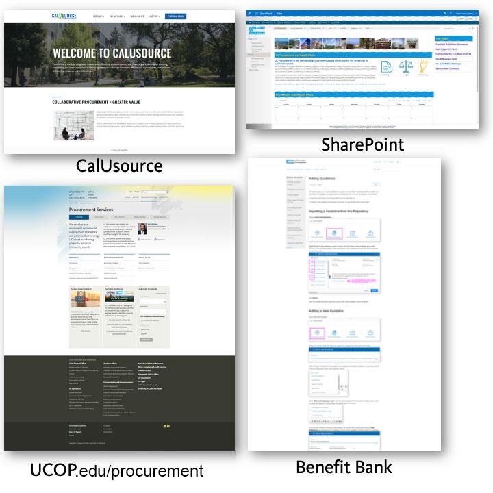 Screenshot of 4 websites