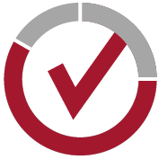 red check mark in a broken circle