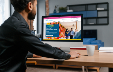 Man at his laptop using the UC Procurement Portal