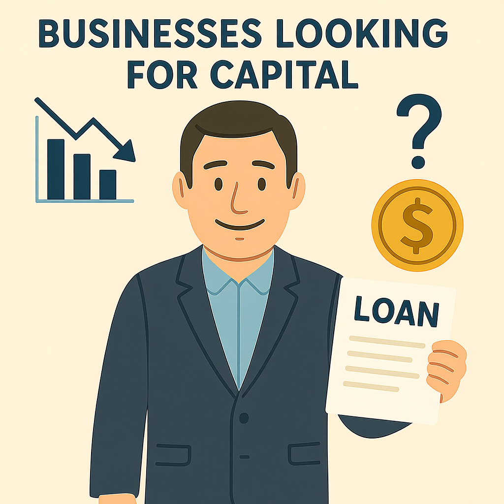 a man holding a loan agreement with a chart showing profit loss