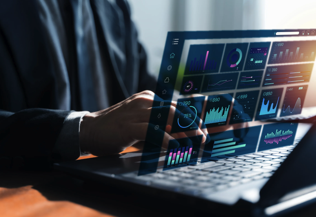 Man using AI procurement tools on a computer