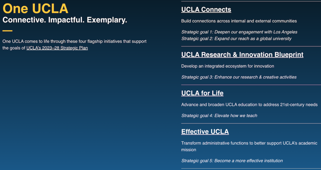 Screenshot of One UCLA Vision page