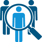 icon of a magnifying glass over people