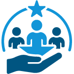 icon of a hand with several people in the hand